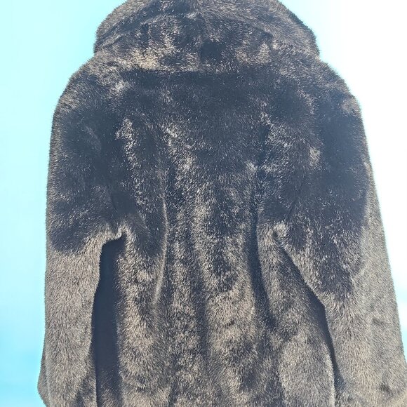 Pacific Rose Black Faux Fur Party Jacket – Size S - Channel old Hollywood Glam - Picture 4 of 13